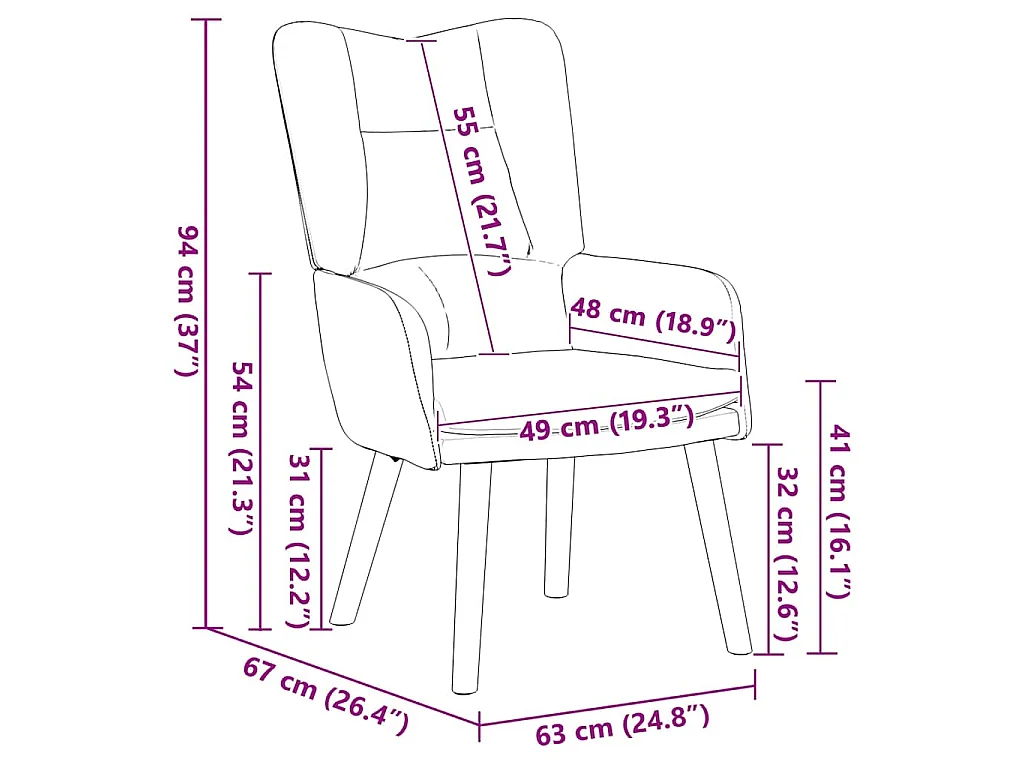 fauteuil Gris clair 63 x 67 x 94 cm Velours