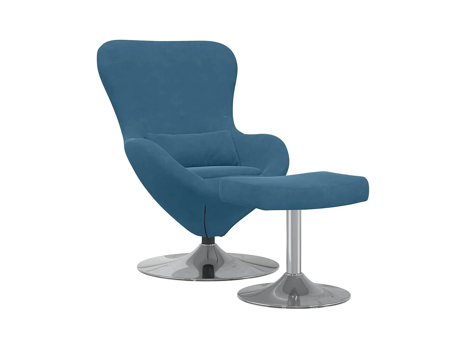 Chaise Œuf avec Pouf Bleu 63 x 73 x 90 cm Velours