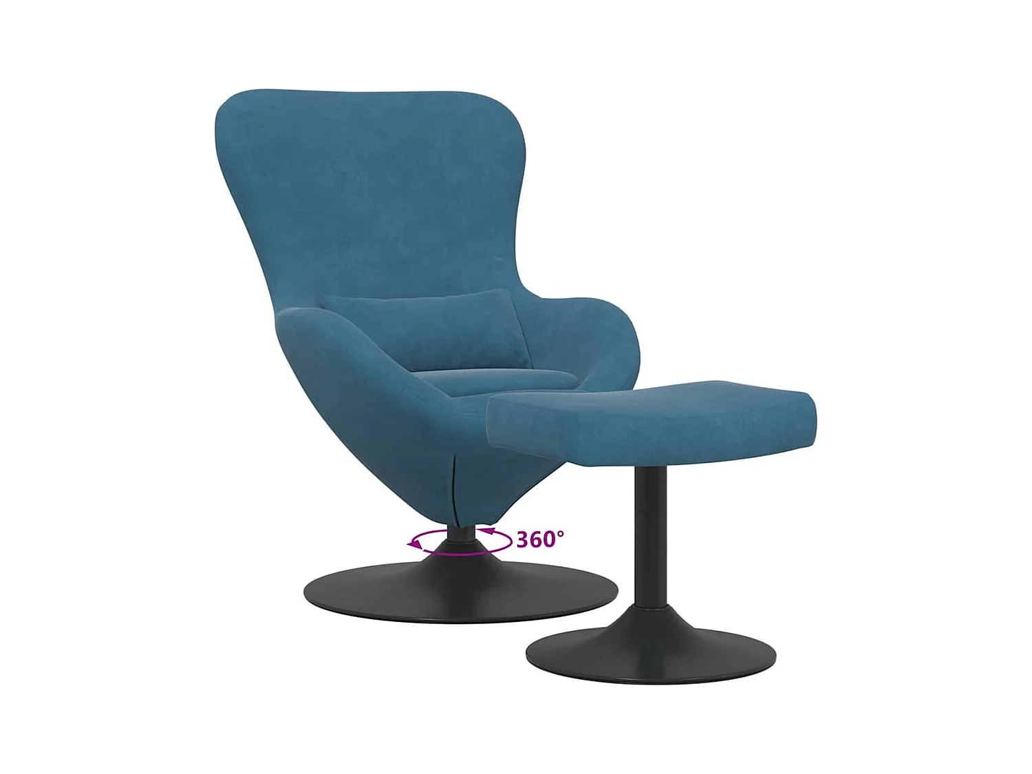 Chaise Œuf avec Pouf Bleu 63 x 73 x 90 cm Velours