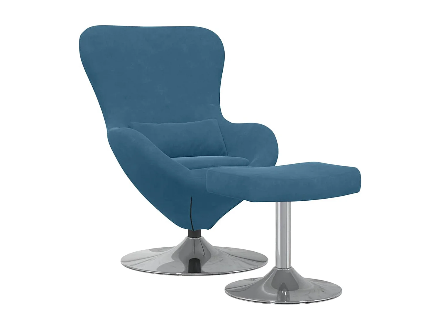 Chaise Œuf avec Pouf Bleu 63 x 73 x 90 cm Velours