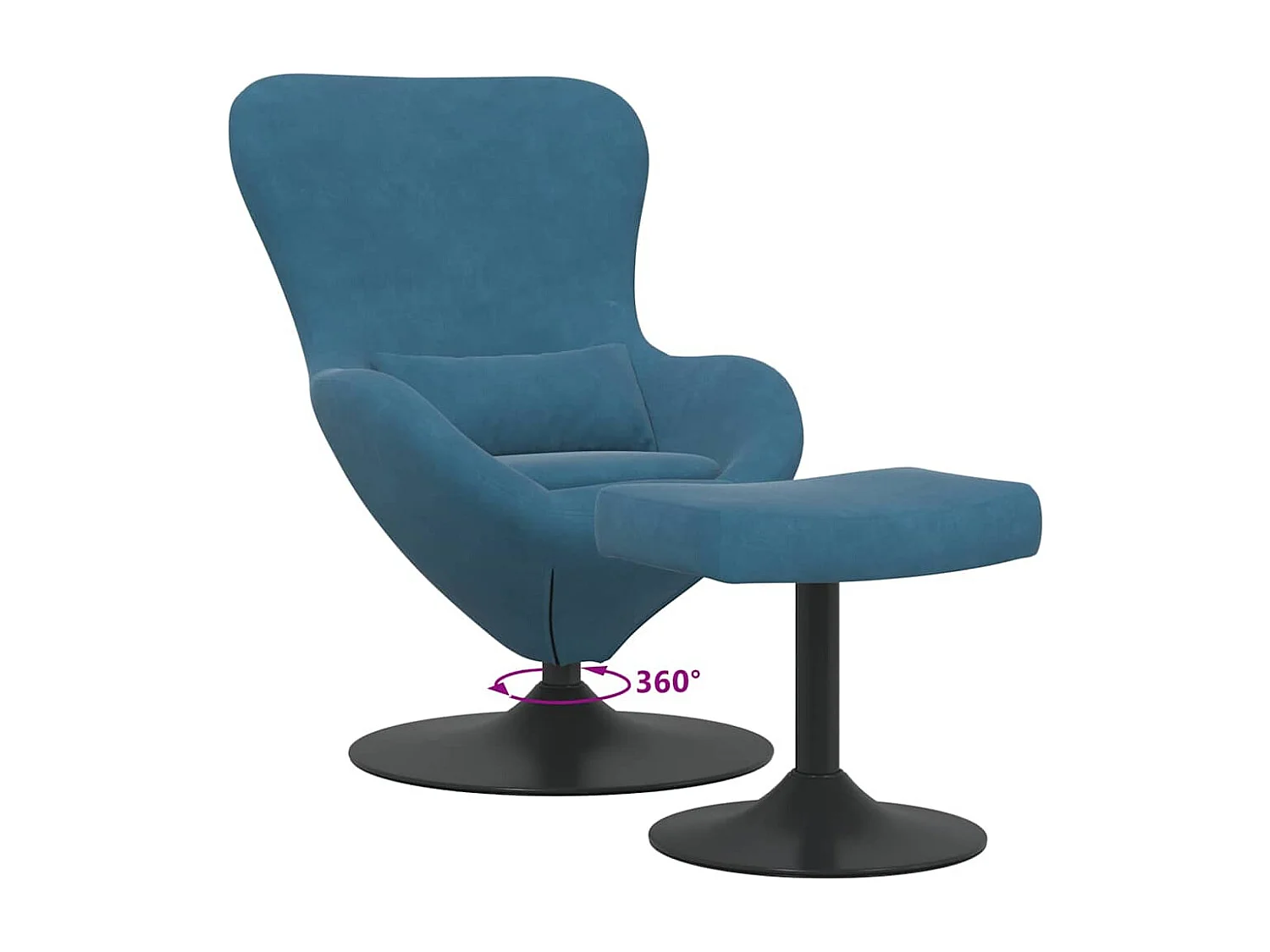 Chaise Œuf avec Pouf Bleu 63 x 73 x 90 cm Velours