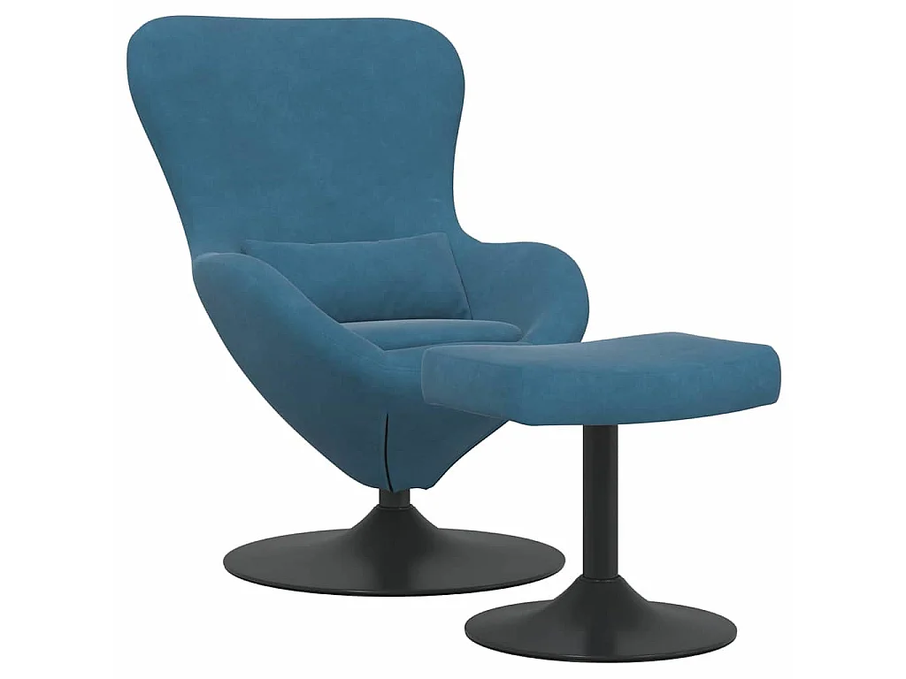 Eierstuhl mit Fußhocker with Footstool Blau Samt