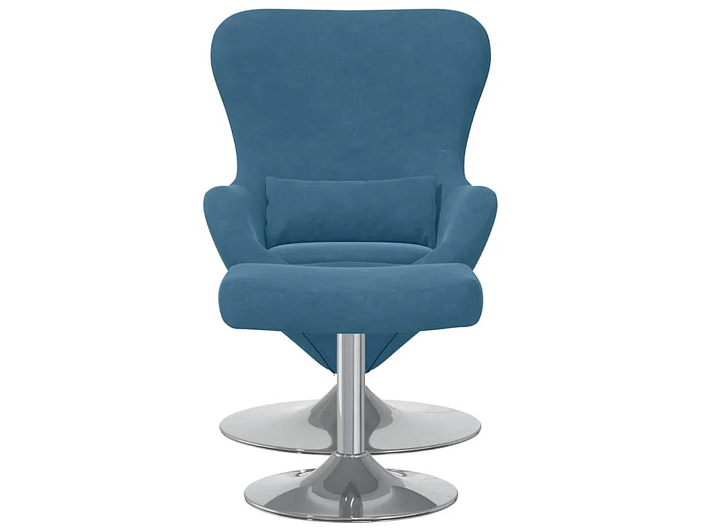 Eierstuhl mit Fußhocker with Footstool Blau Samt