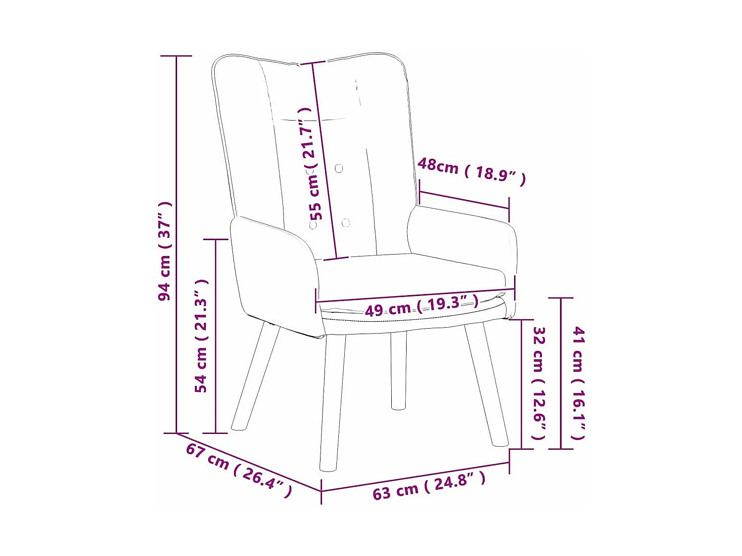 fauteuil Gris foncé 63 x 67 x 94 cm Tissu Sherpa