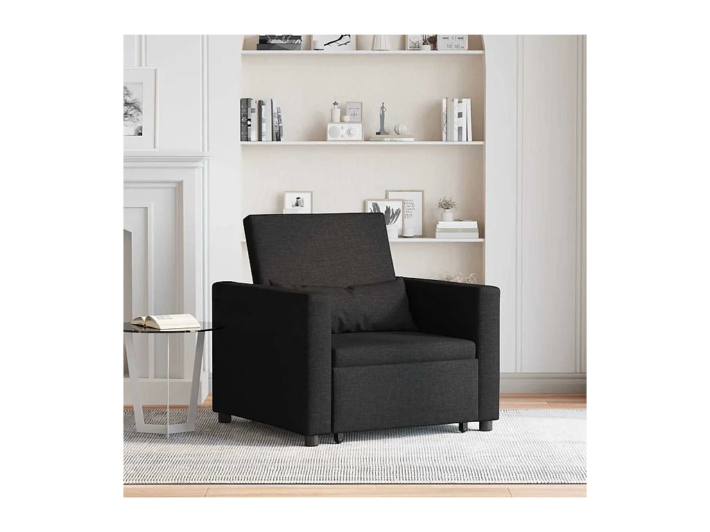 Canapé Lit Simple avec des roues Noir 90 x 165 x 87 cm tissu