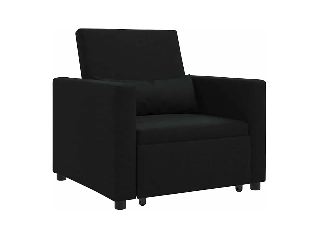 Canapé Lit Simple avec des roues Noir 90 x 165 x 87 cm tissu