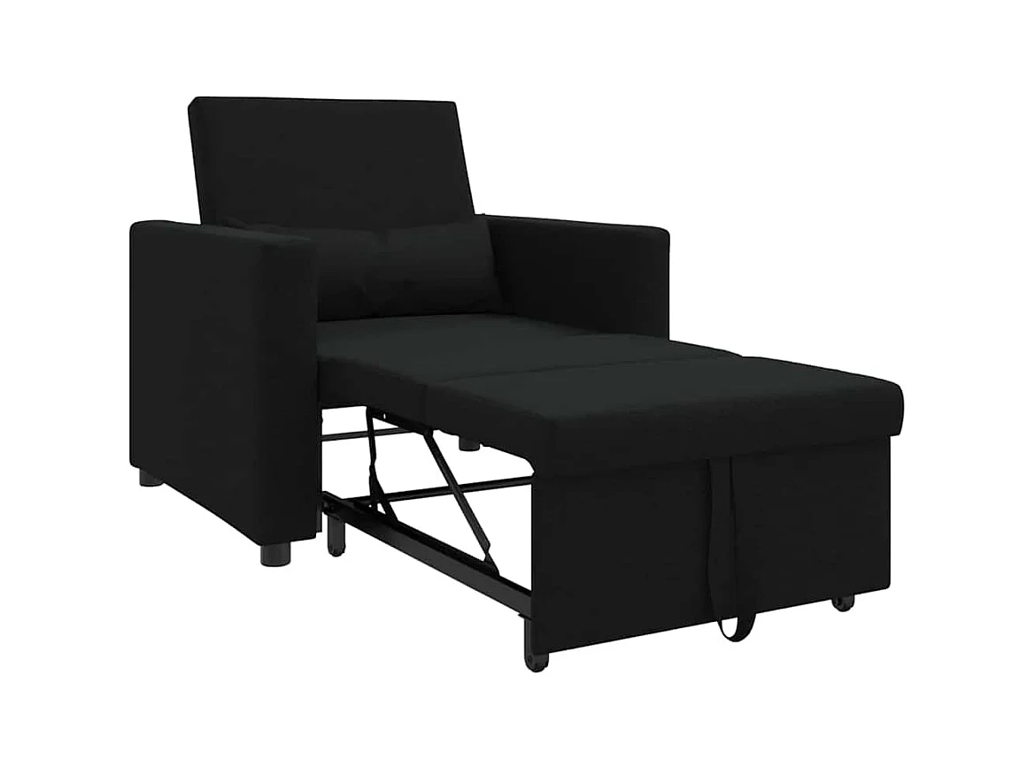 Canapé Lit Simple avec des roues Noir 90 x 165 x 87 cm tissu