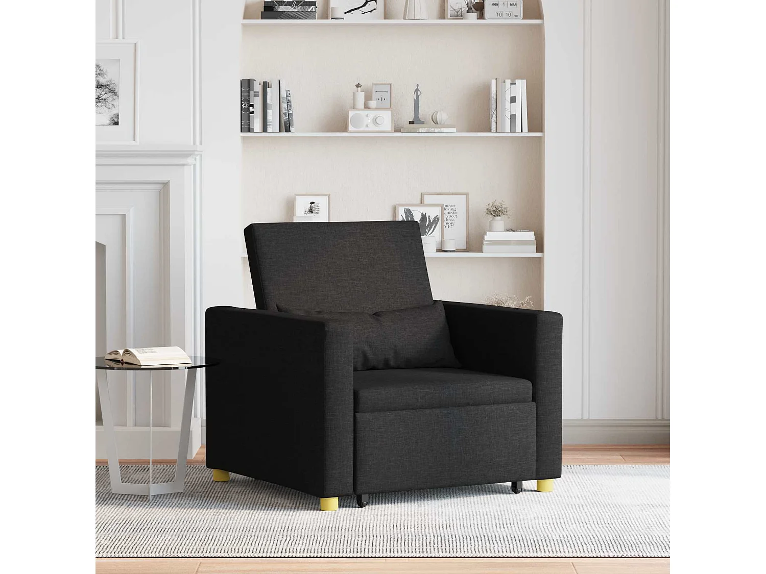 Uittrekbaar slaapbank eenpersoons Zwart 90 x 165 x 87 cm Stof