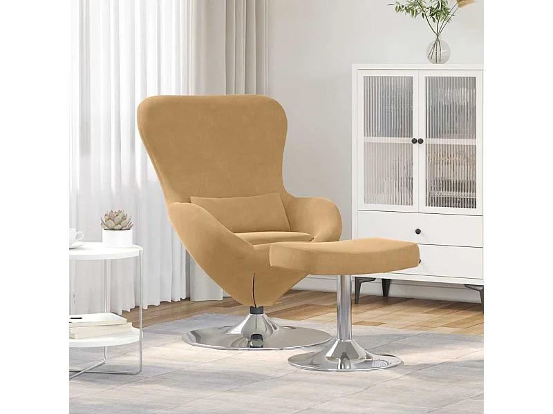 Chaise Œuf avec Pouf Marron 63 x 73 x 90 cm Velours