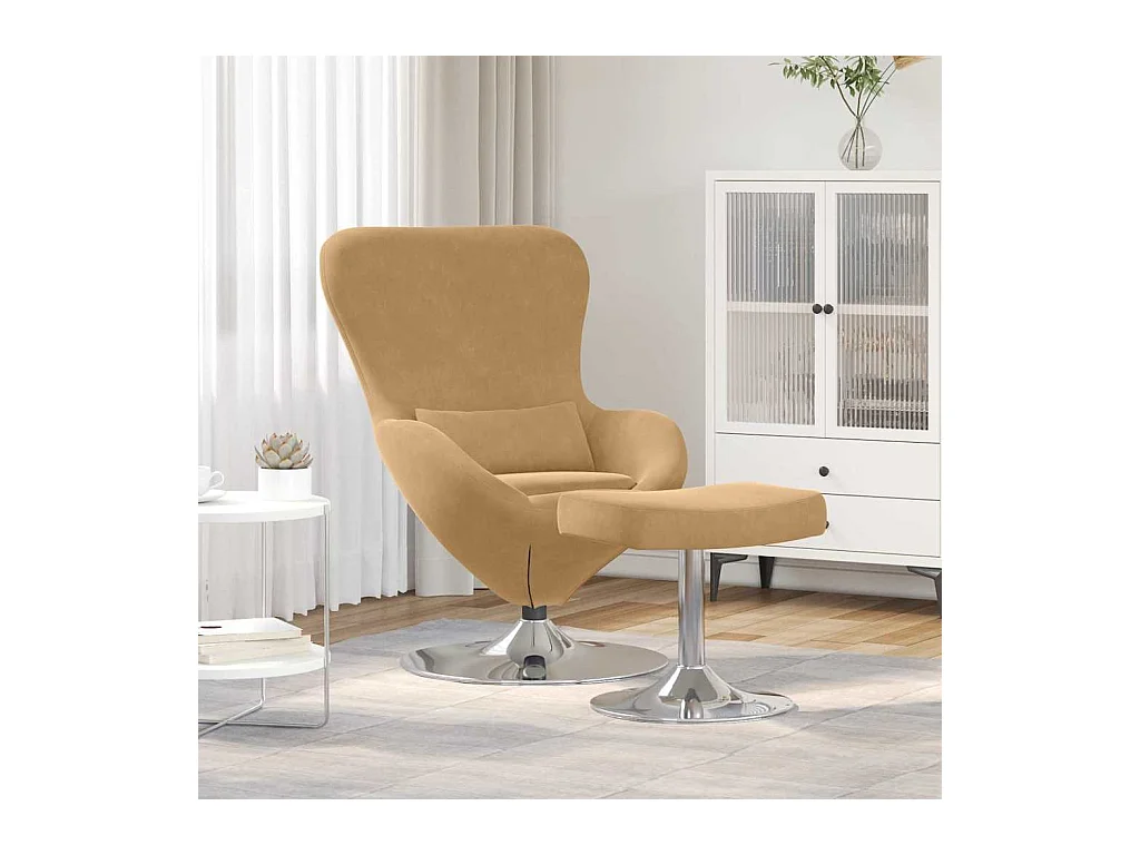 Chaise Œuf avec Pouf Marron 63 x 73 x 90 cm Velours