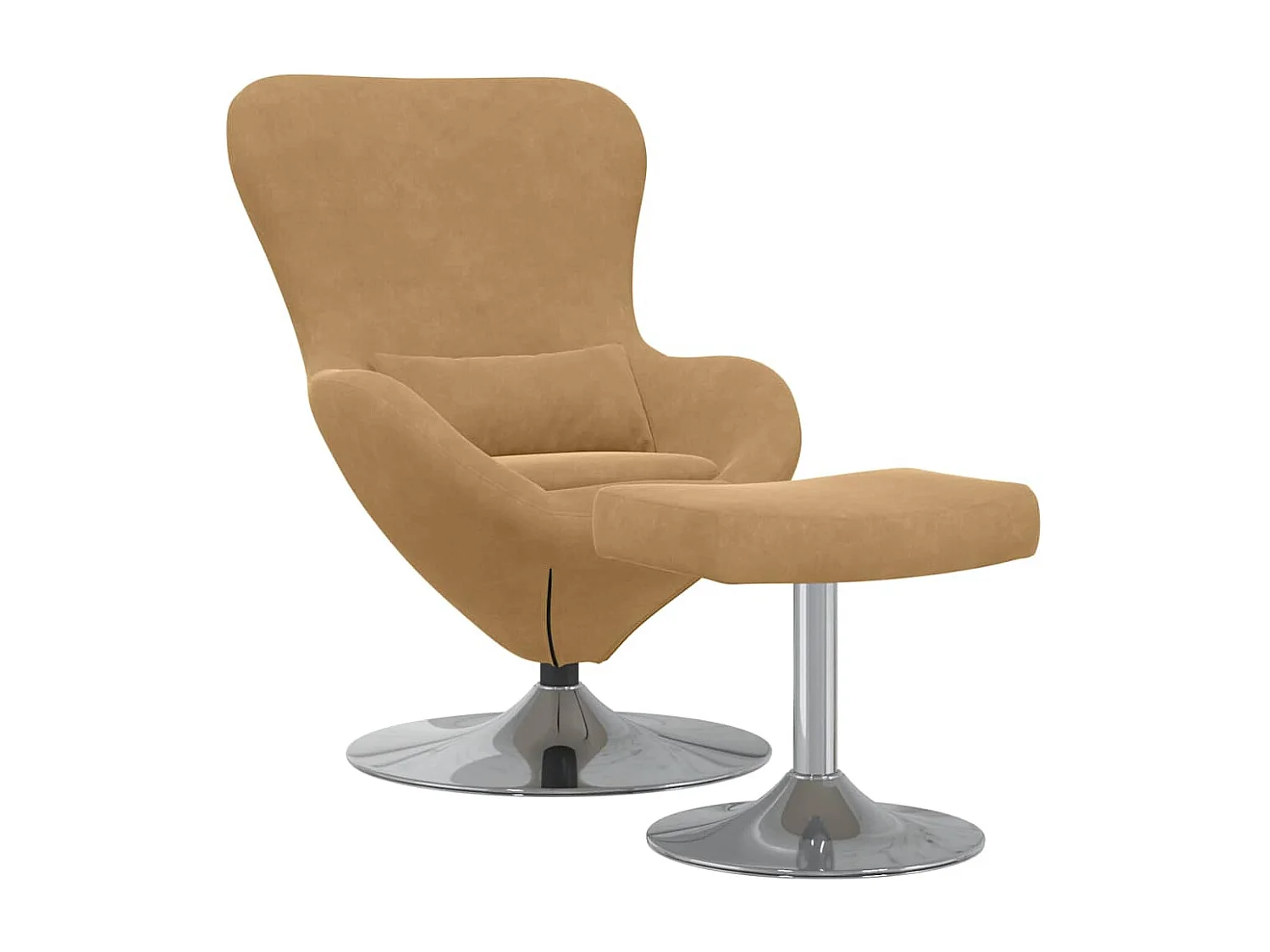 Cadeira Egg com Puff Castanho 63 x 73 x 90 cm Veludo