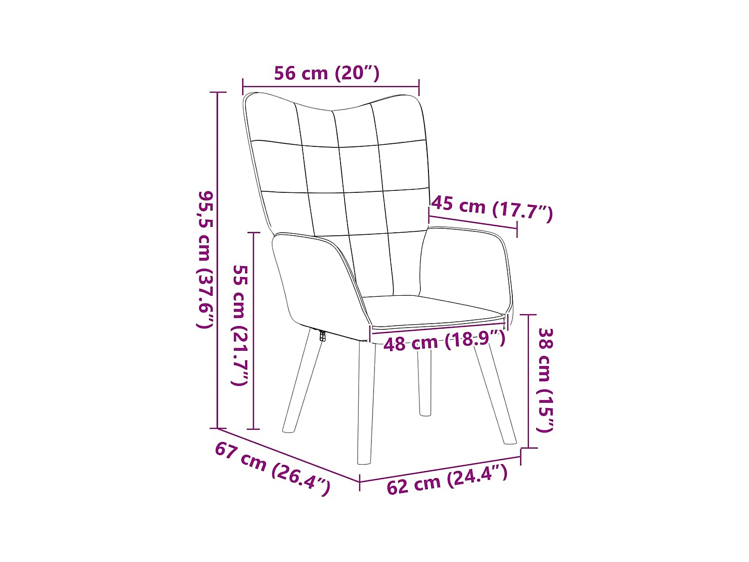 Fauteuil relaxant Crème 62 x 67 x 95.5 cm tissu