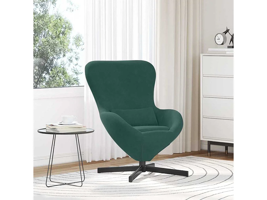 Fauteuil œuf Vert foncé 63 x 73 x 90 cm Velours