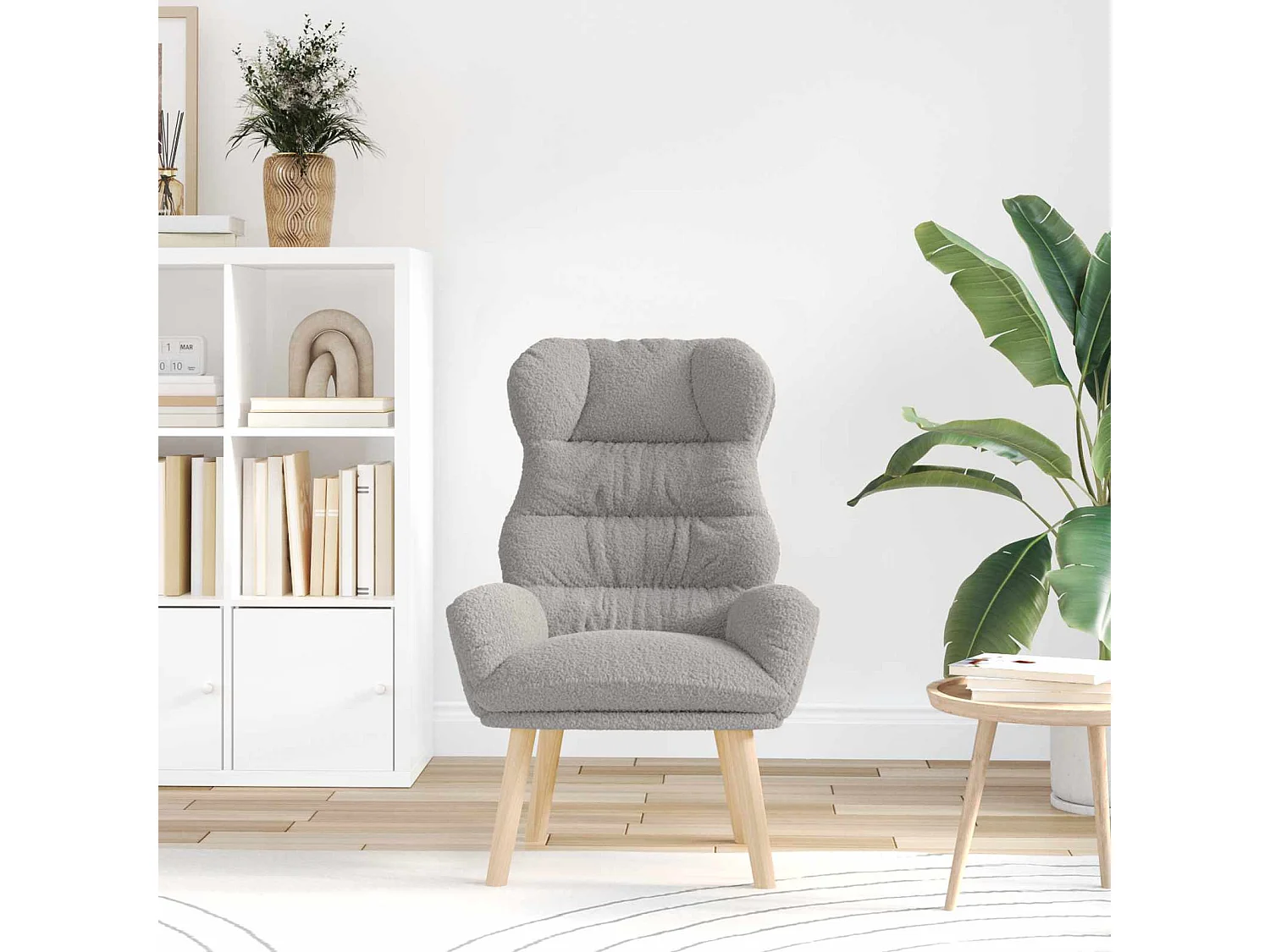 Sessel Hellgrau 69 x 74 x 93 cm Sherpa-Stoff
