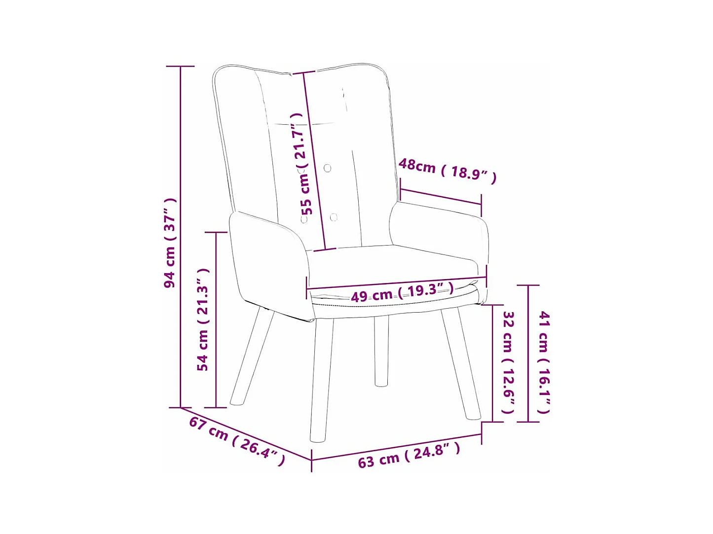 Fauteuil relaxant Vert foncé 63 x 67 x 94 cm tissu