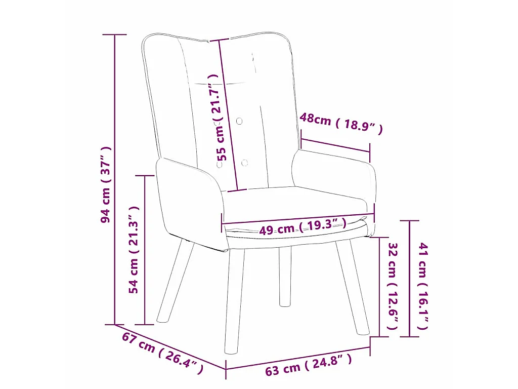 fauteuil Vert foncé 63 x 67 x 94 cm Tissu et contreplaqué