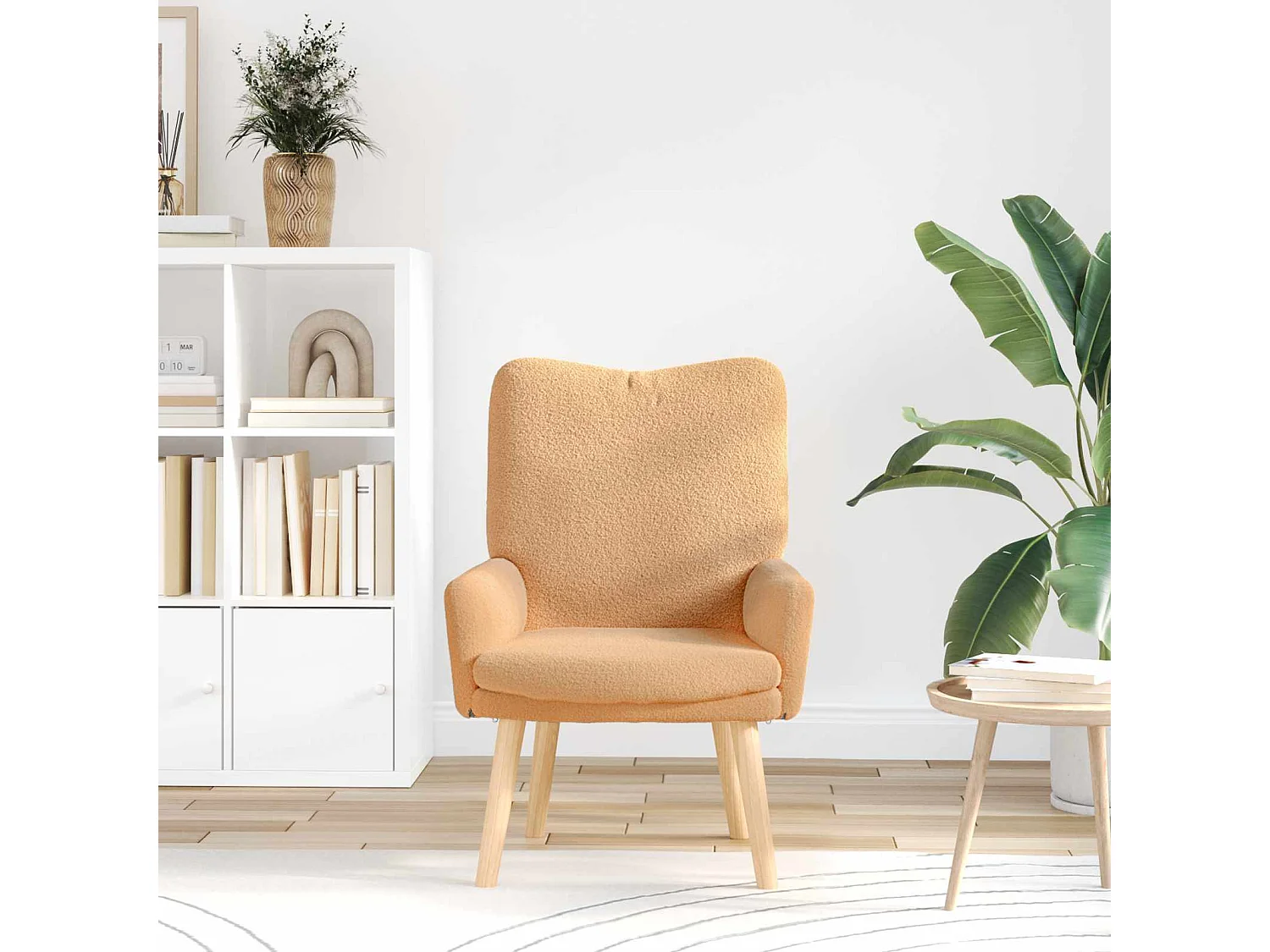 fauteuil Beige 63 x 67 x 94 cm Polyester et contreplaqué