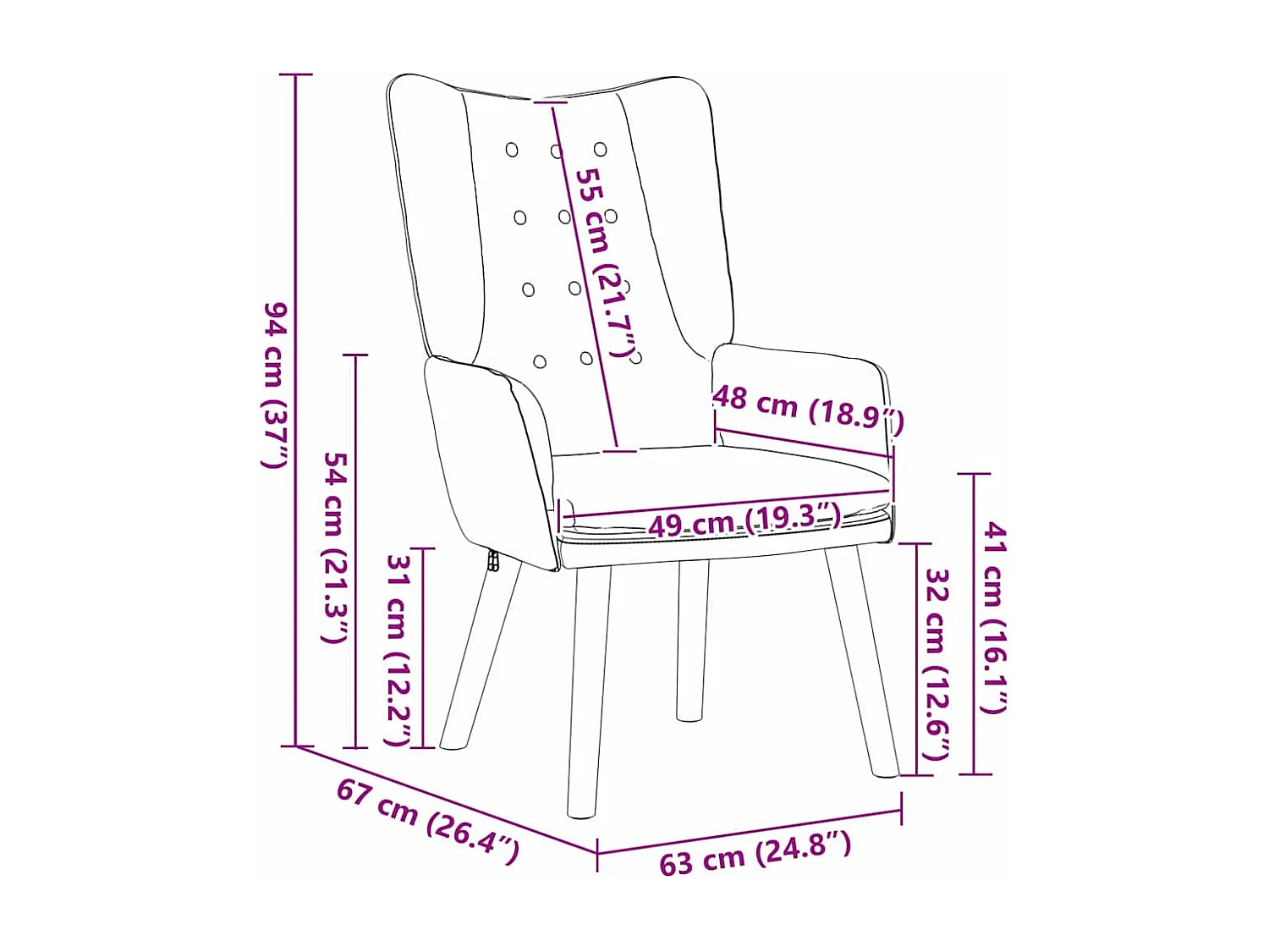 Fauteuil relaxant Noir 63 x 67 x 94 cm Velours