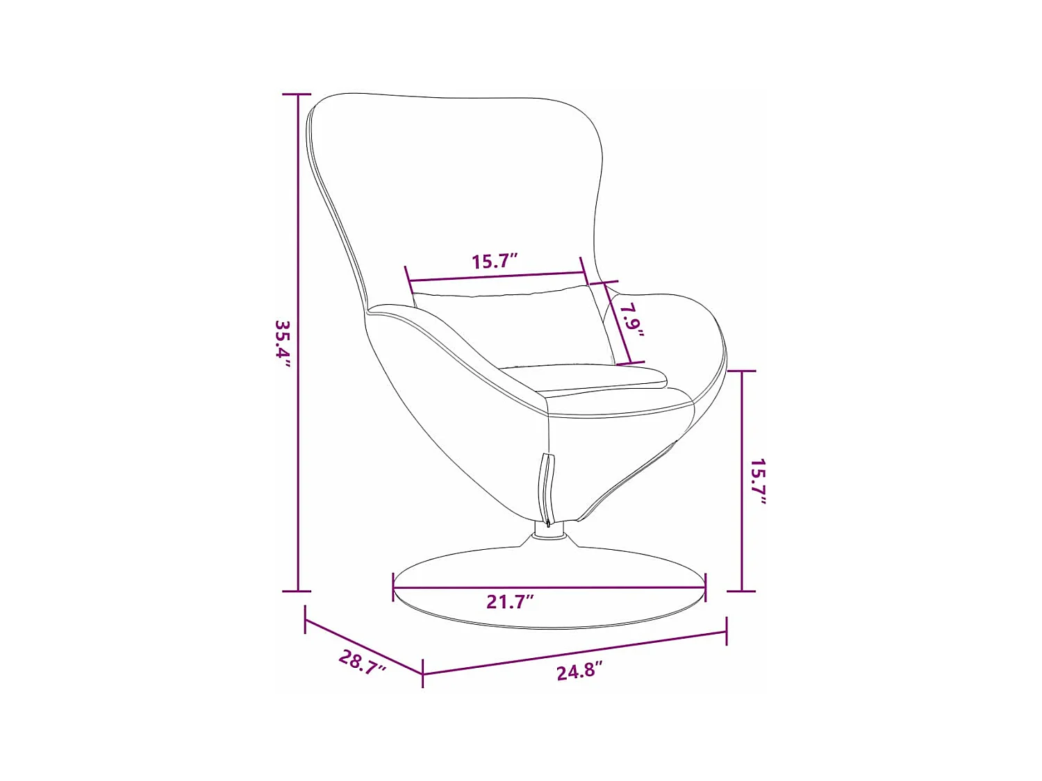 Fauteuil œuf Gris foncé 63 x 73 x 90 cm tissu