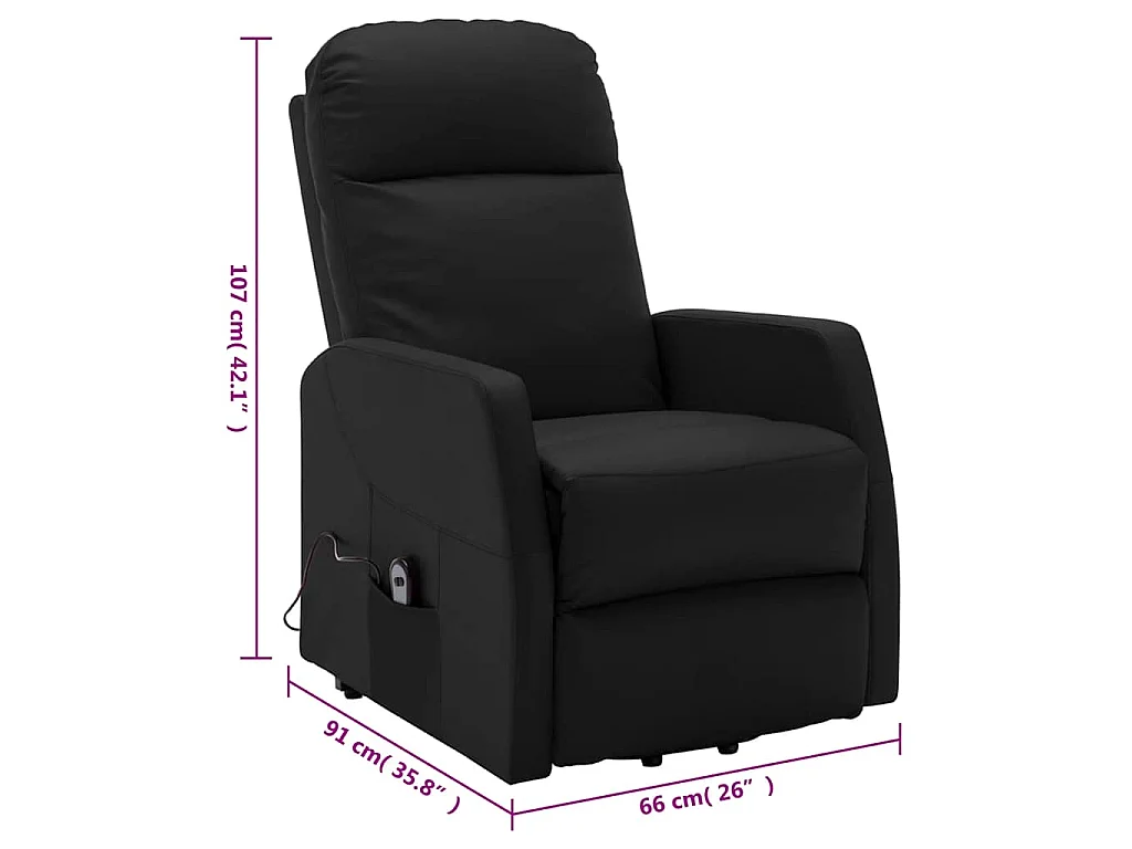 Sillón elevable cuero sintético negro