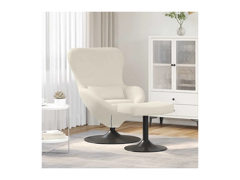 Chaise Œuf avec Pouf Crème 63 x 73 x 90 cm Velours
