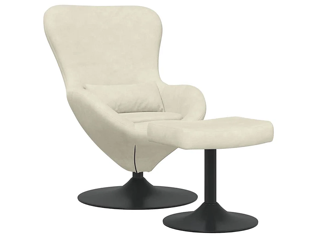 Chaise Œuf avec Pouf Crème Velours