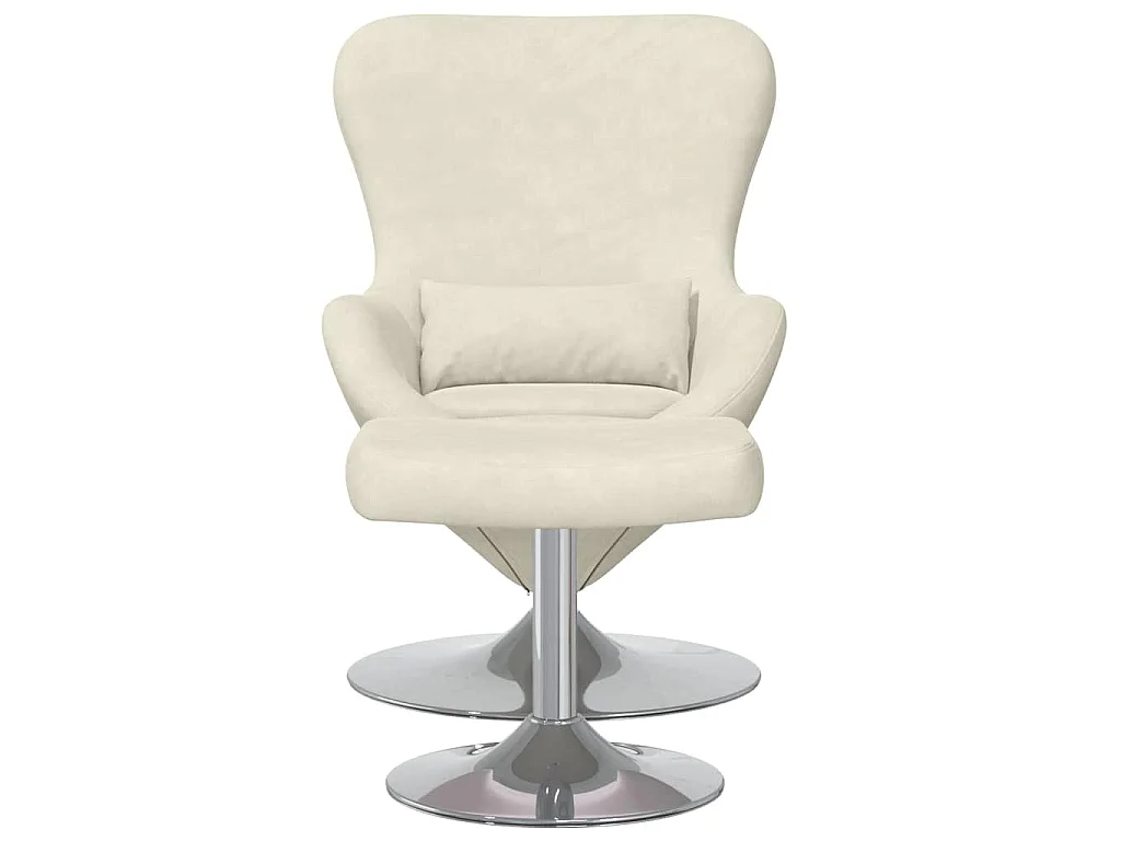 Chaise Œuf avec Pouf Crème Velours