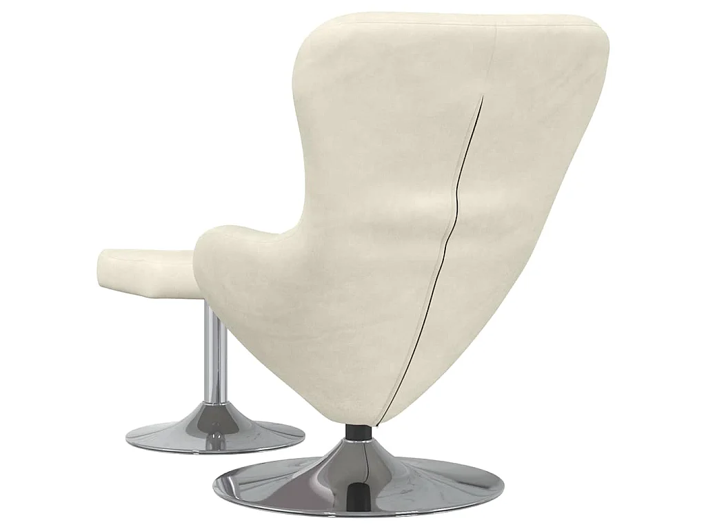 Chaise Œuf avec Pouf Crème Velours