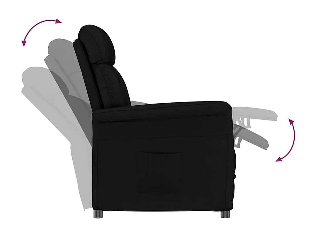 Recliner Stuhl Schwarz Schwarz 70.5 x 96.5 x 95 cm Kunstleder