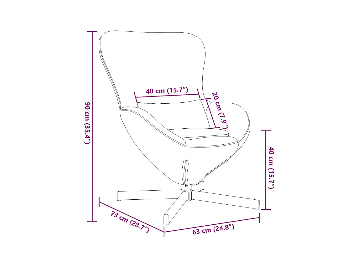 Fauteuil œuf Rose 63 x 73 x 90 cm Velours