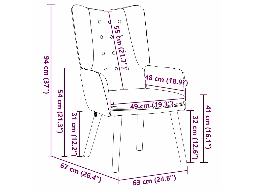 fauteuil Gris foncé 63 x 67 x 94 cm Velours