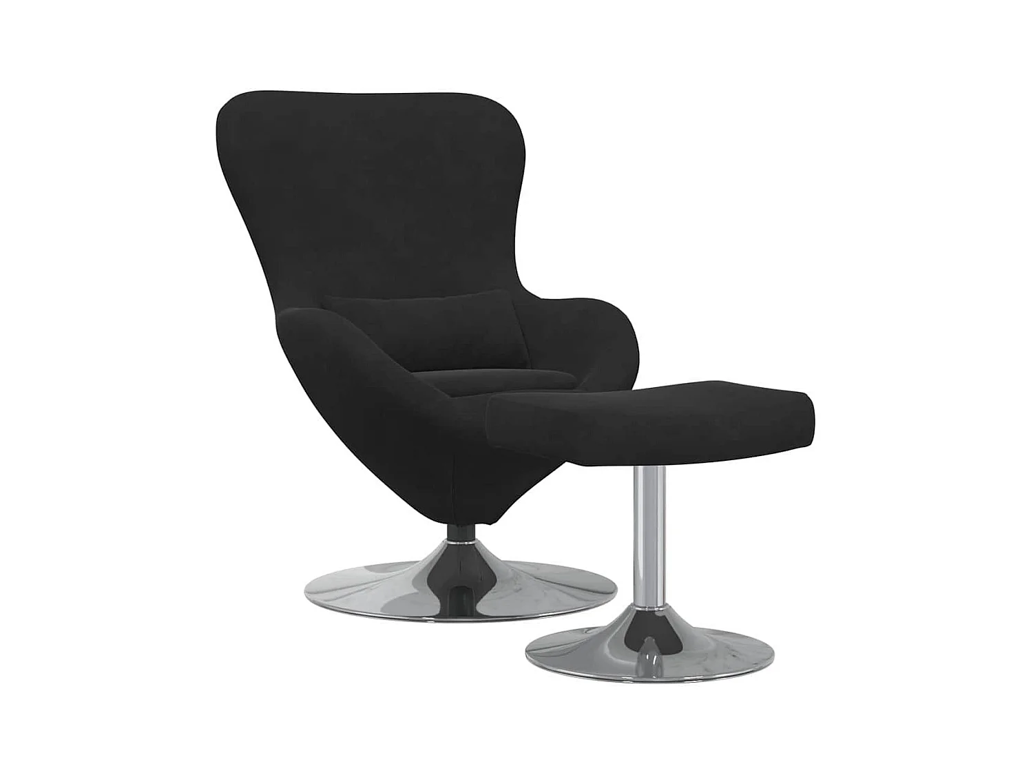 Chaise Œuf avec Pouf Noir 63 x 73 x 90 cm Velours