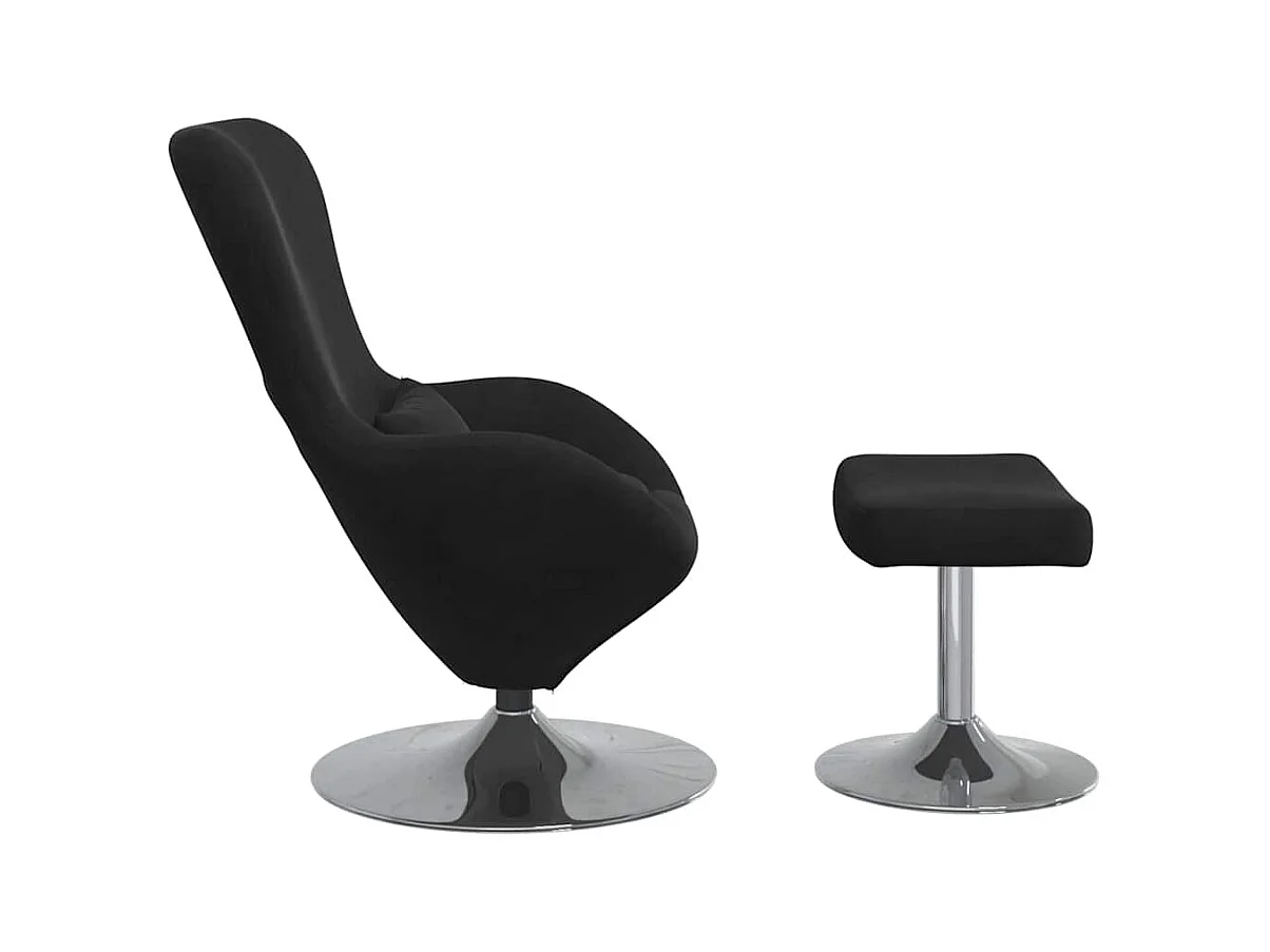 Chaise Œuf avec Pouf Noir 63 x 73 x 90 cm Velours