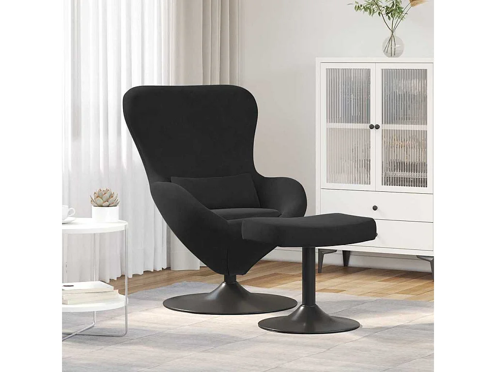 Sedia Egg con Pouf Nero Velluto