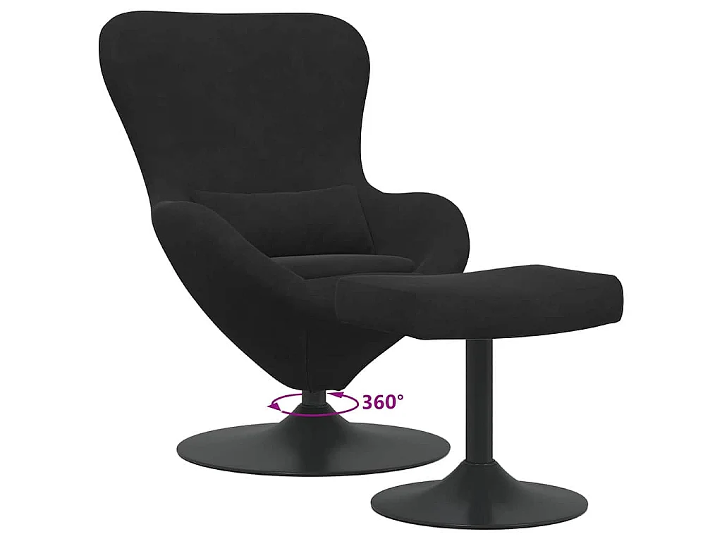 Sedia Egg con Pouf Nero Velluto