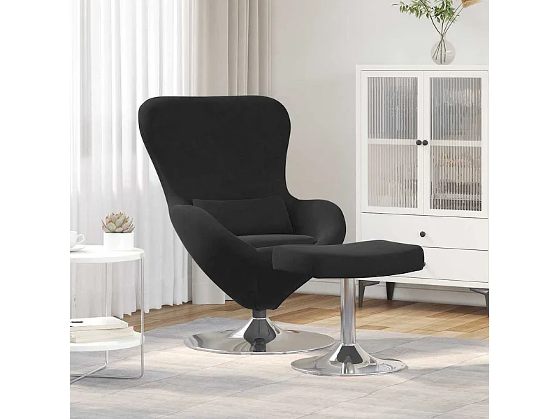 Egg Chair met Voetsteun Zwart 63 x 73 x 90 cm Fluweel