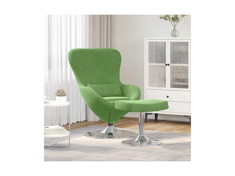 Chaise Œuf avec Pouf Vert clair 63 x 73 x 90 cm Velours