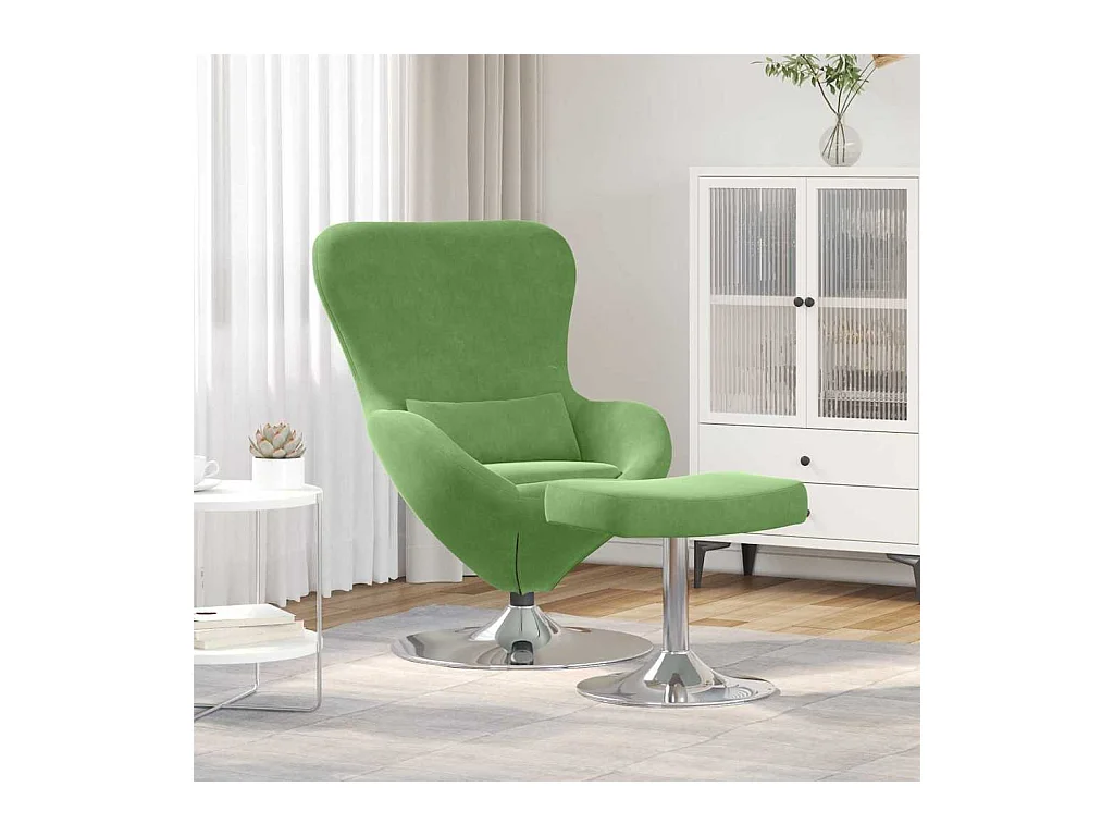 Chaise Œuf avec Pouf Vert clair 63 x 73 x 90 cm Velours