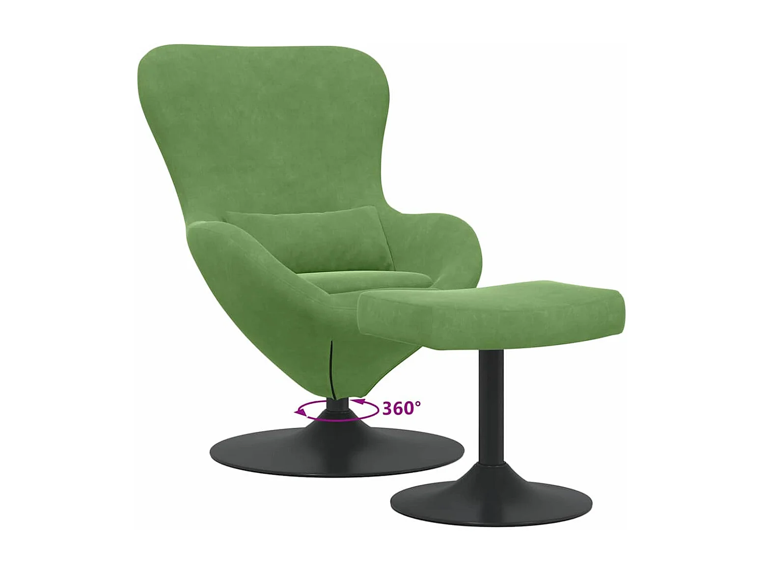 Chaise Œuf avec Pouf Vert clair 63 x 73 x 90 cm Velours