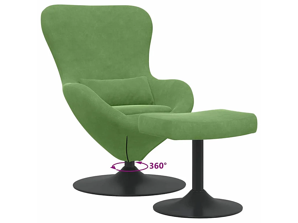Chaise Œuf avec Pouf Vert clair Velours