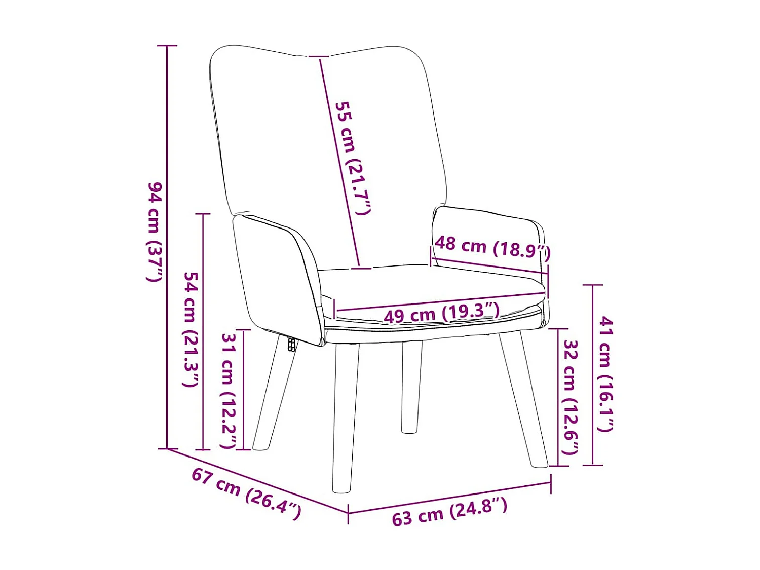 Fauteuil relaxant Jaune clair 63 x 67 x 94 cm tissu