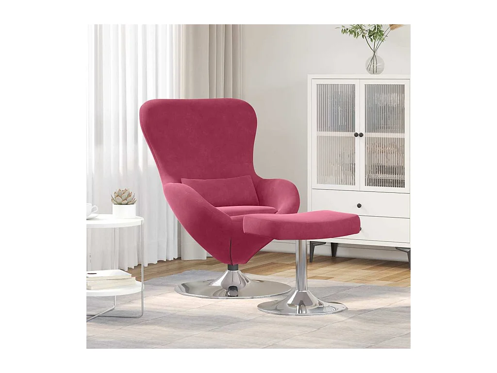 Chaise Œuf avec Pouf Bordeaux 63 x 73 x 90 cm Velours