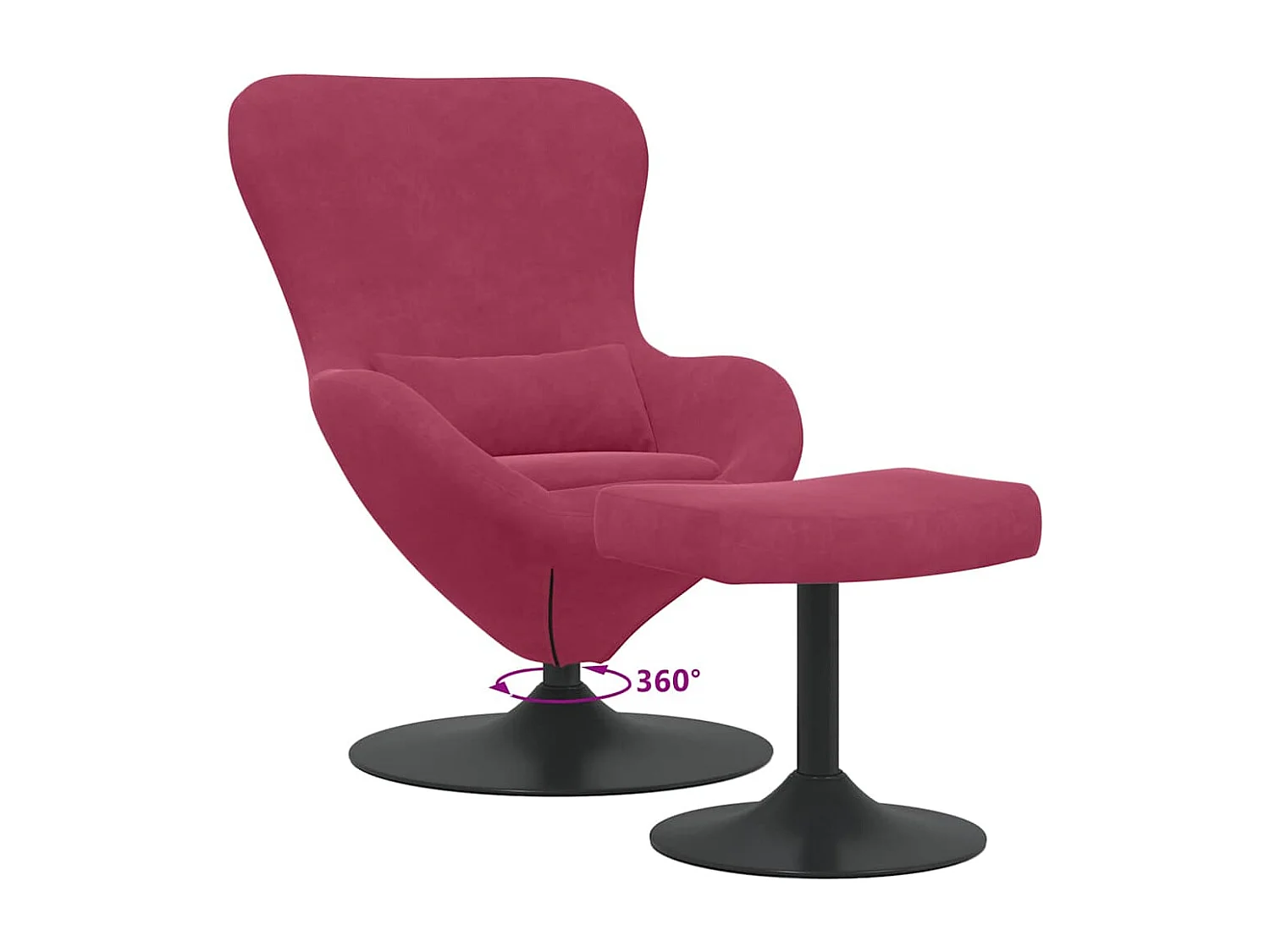 Chaise Œuf avec Pouf Bordeaux 63 x 73 x 90 cm Velours