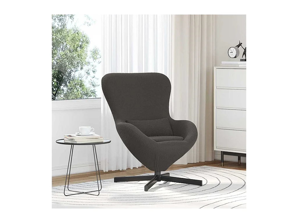 Fauteuil œuf Gris foncé Tissu ressemblant à de la laine bouclée