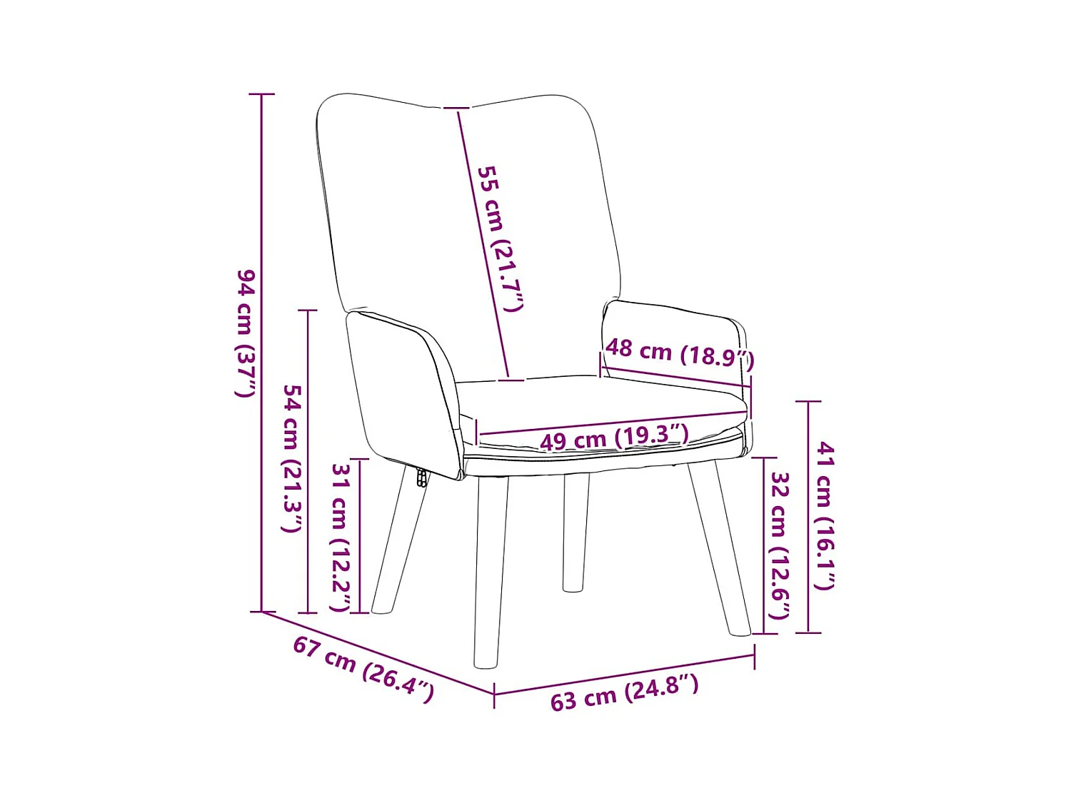 Fauteuil relaxant Crème 63 x 67 x 94 cm tissu