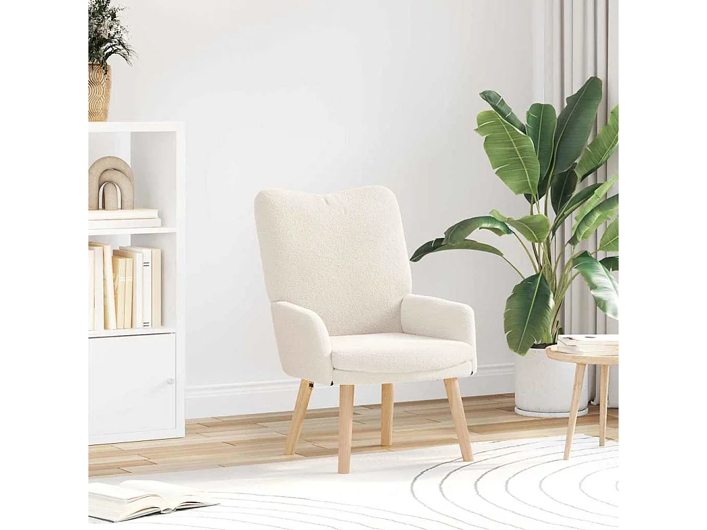 Sessel Creme 63 x 67 x 94 cm Schafstoff und Sperrholz