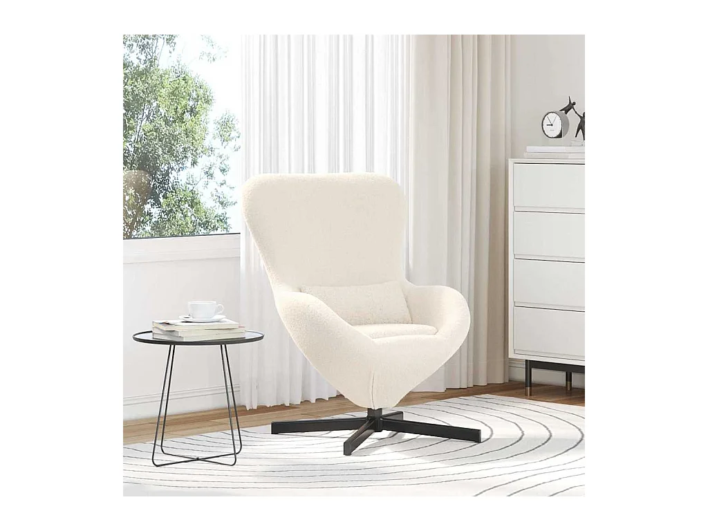 Fauteuil œuf Crème Tissu ressemblant à de la laine bouclée