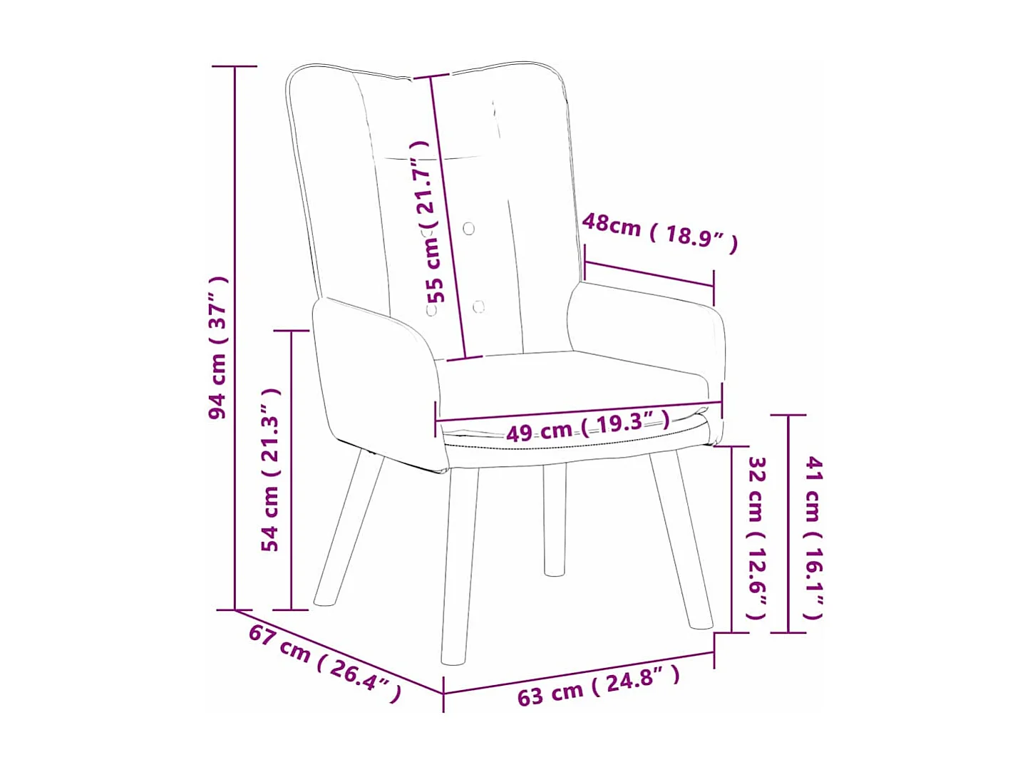 Fauteuil Zwart 63 x 67 x 94 cm Sherpa Stof