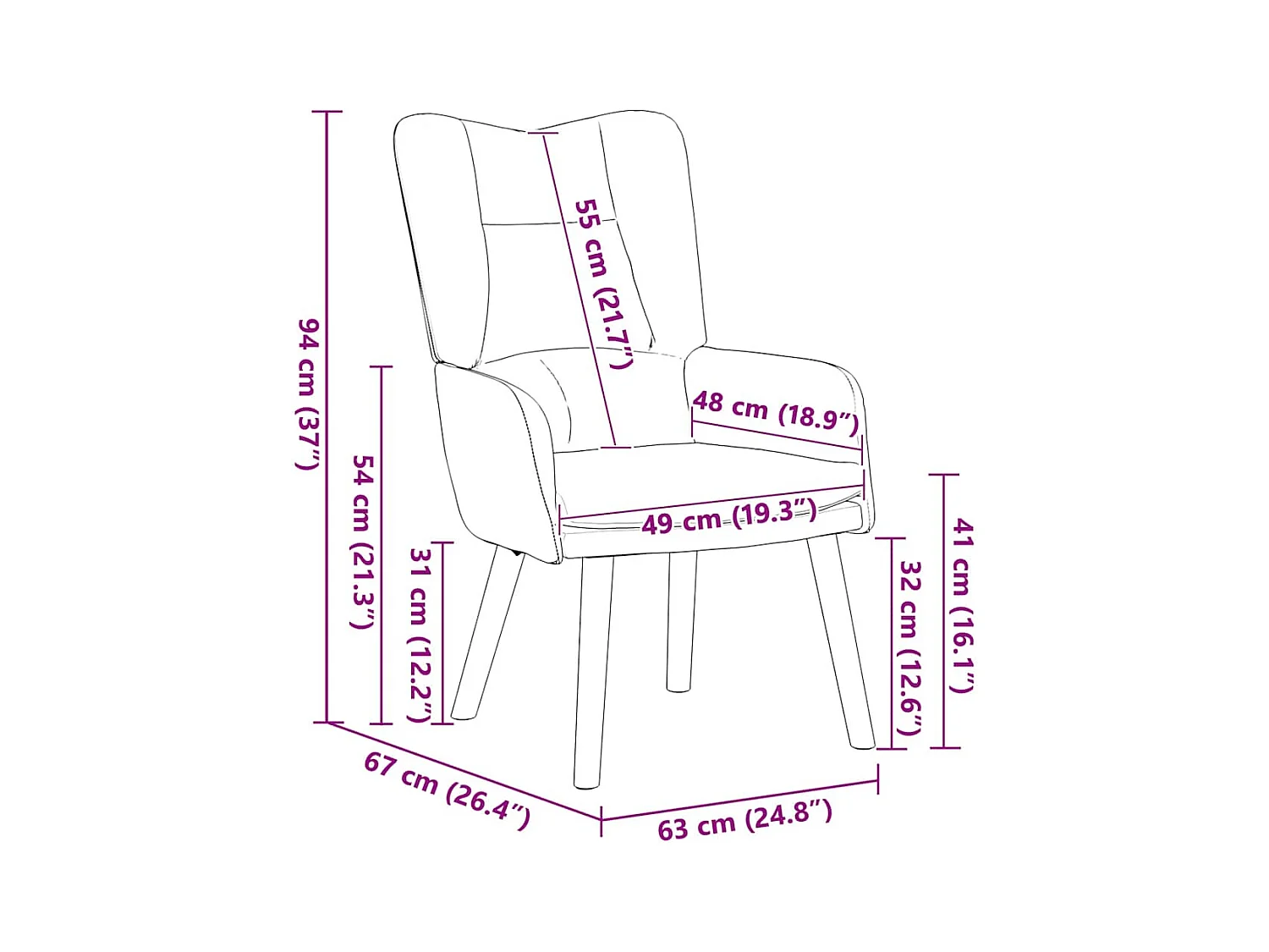 Fauteuil relaxant Gris foncé 63 x 67 x 94 cm Velours