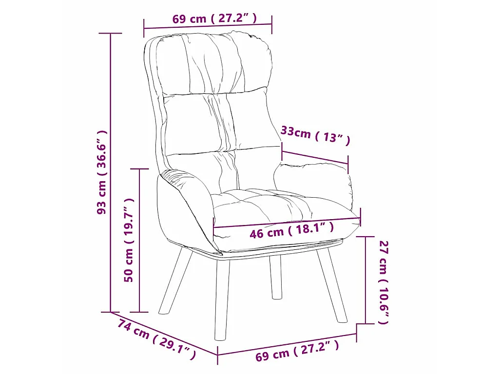 fauteuil Gris 69 x 74 x 93 cm Simili cuir